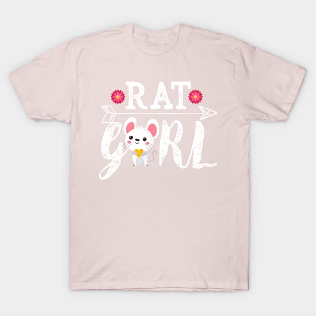 Rat Girl Flower Cheese Cute 2020 New Year of Rats Gift T-Shirt by ScottsRed